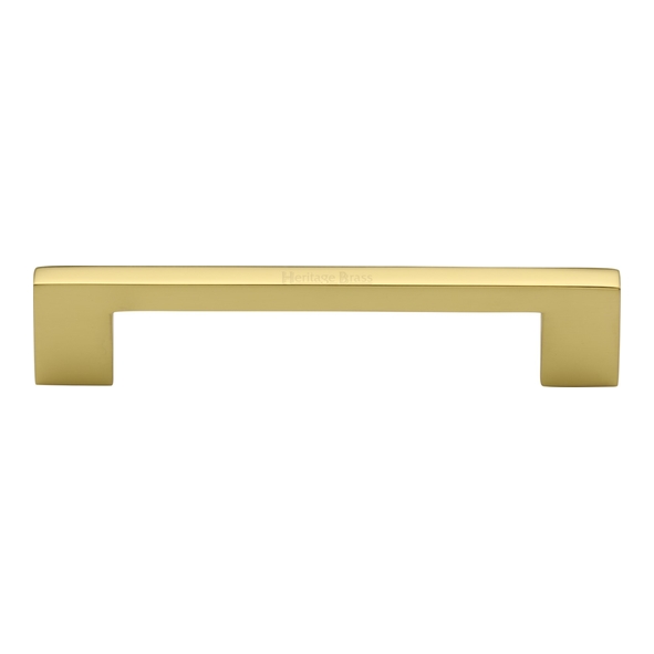C0337 128-PB • 128 x 148 x 30mm • Polished Brass • Heritage Brass Metro Cabinet Pull Handle